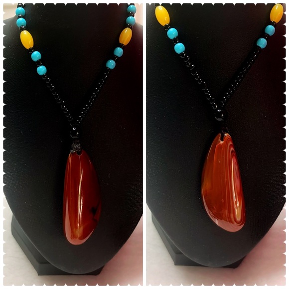 Natural Botswana Agate Pendant Stone Necklace - Picture 1 of 5